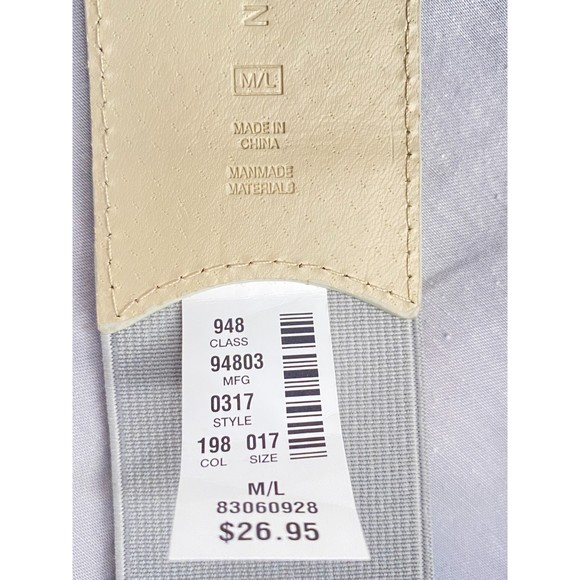 New York & Company Elastic Cinch Belt White & Blue Double Buckle Size M/L - Picture 3 of 6